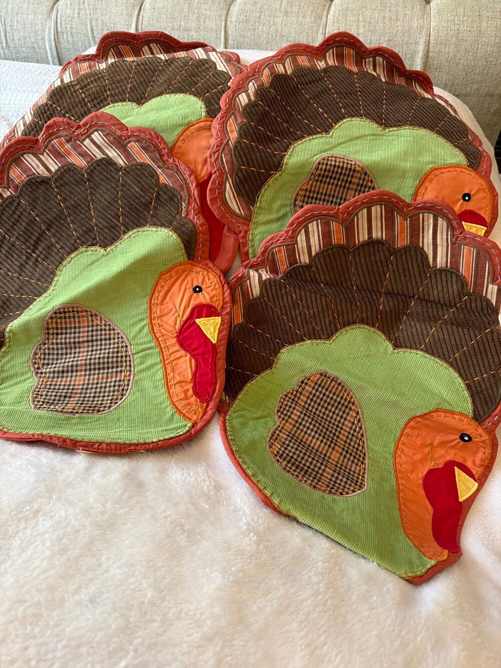 Pottery Barn Kids Turkey Placemats Set of 4 Thanksgiving Fall Harvest Decor